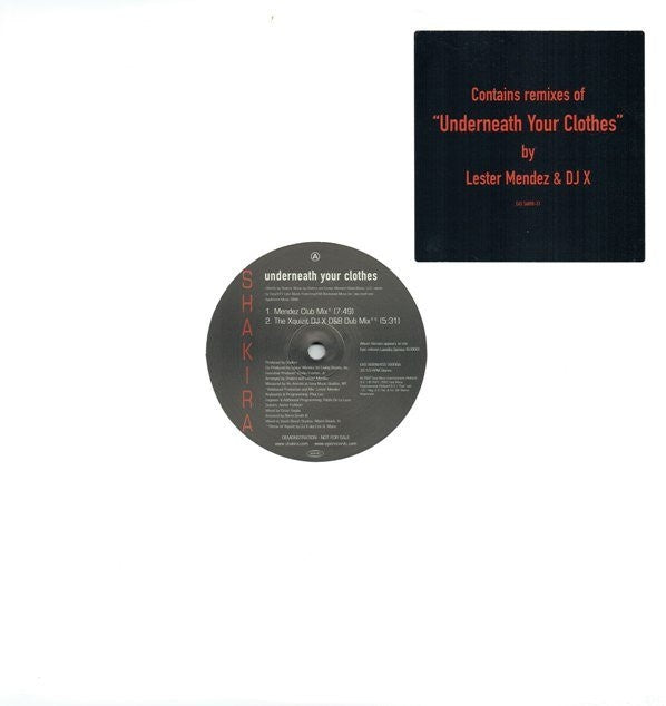 Shakira - Underneath Your Clothes (Lester Mendez & DJ X Remixes) 12" Vinyl Single (Used)