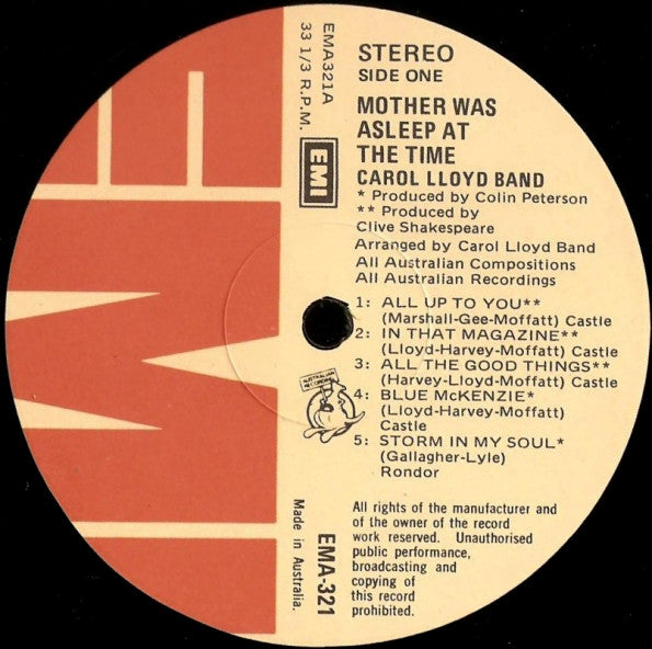 Carol Lloyd Band - Mother Was Asleep At The Time Vinyl LP (Used)