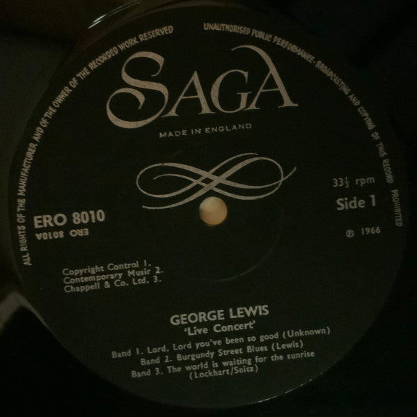 George Lewis & His Orchestra - Live! Concert Vinyl LP (Used)