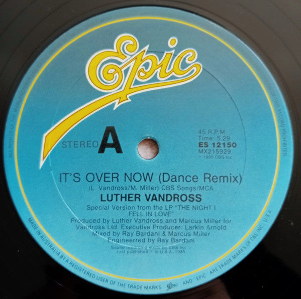 Luther Vandross - It's Over Now 12" Vinyl Single (Used)