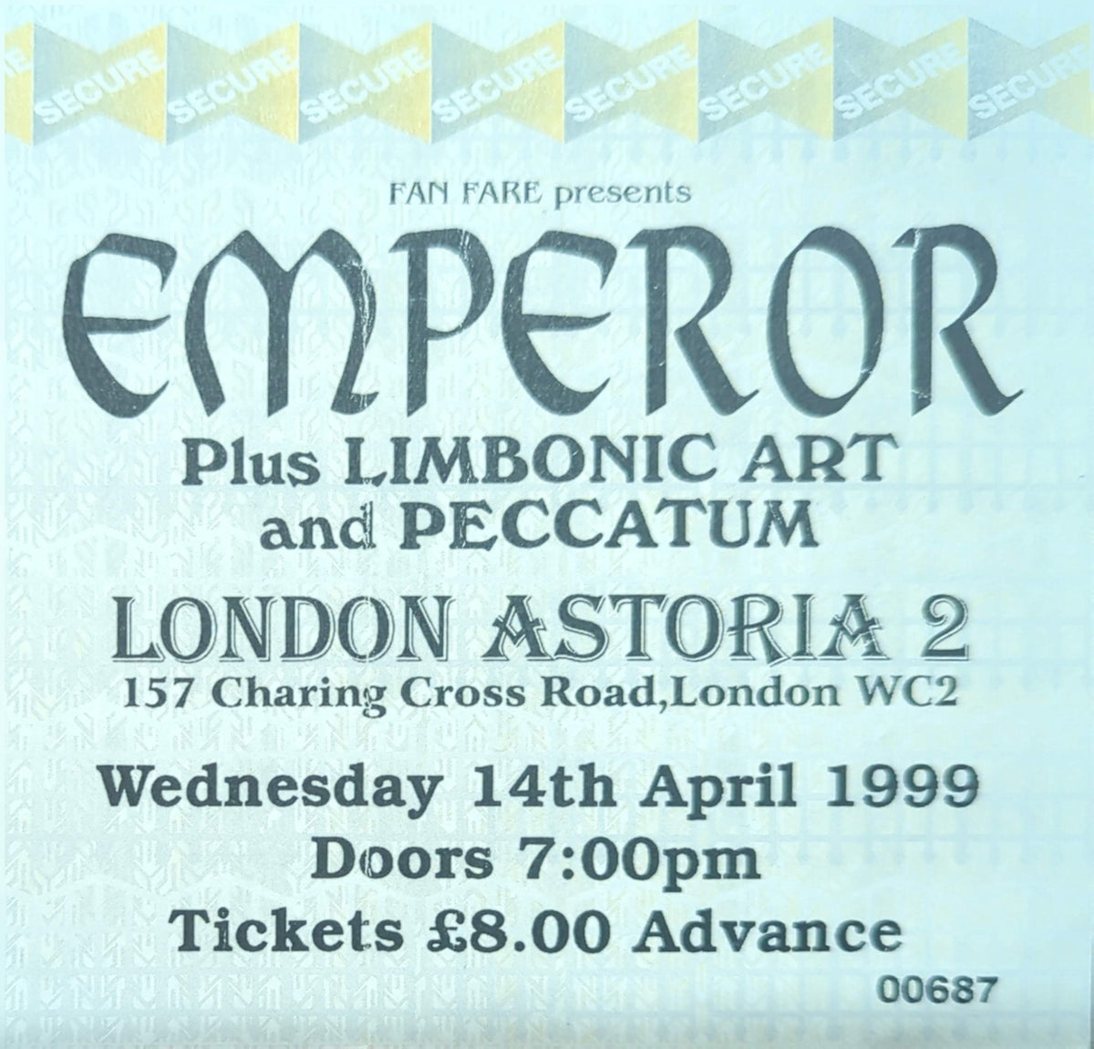 Emperor - 1999 Original Vintage Concert Ticket