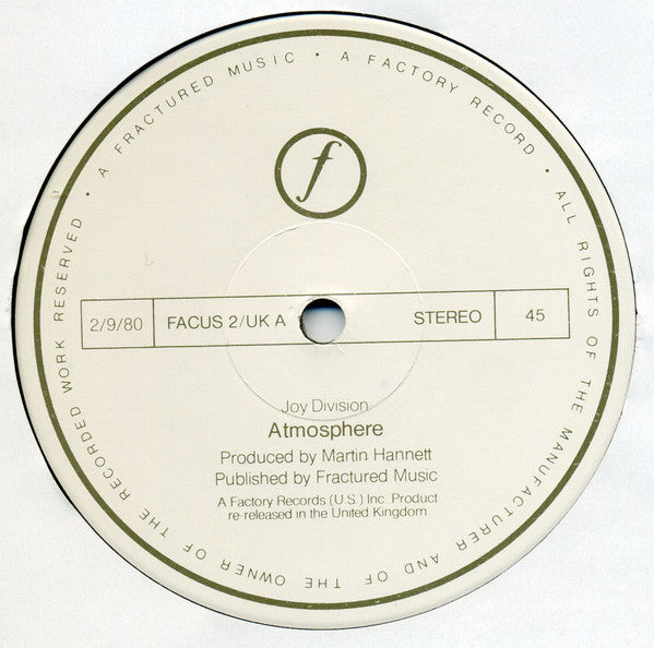 Joy Division - Atmosphere / She's Lost Control 12" Vinyl Single (Used)