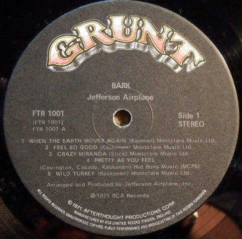 Jefferson Airplane - Bark Vinyl LP (Used)