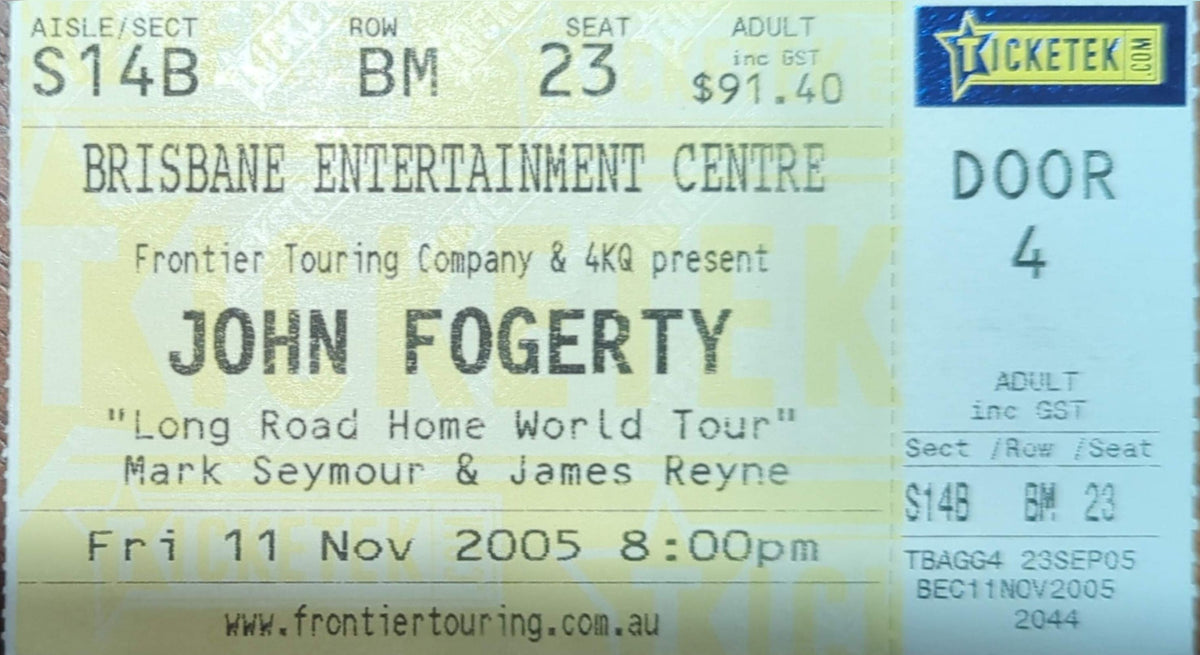John Fogerty - 2005 Original Vintage Concert Ticket Seat #BM23