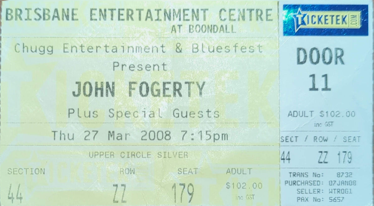 John Fogerty - 2008 Original Vintage Concert Ticket Seat #ZZ179