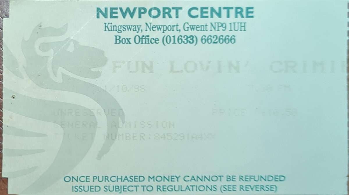 Fun Lovin' Criminals - 1998 Original Vintage Concert Ticket