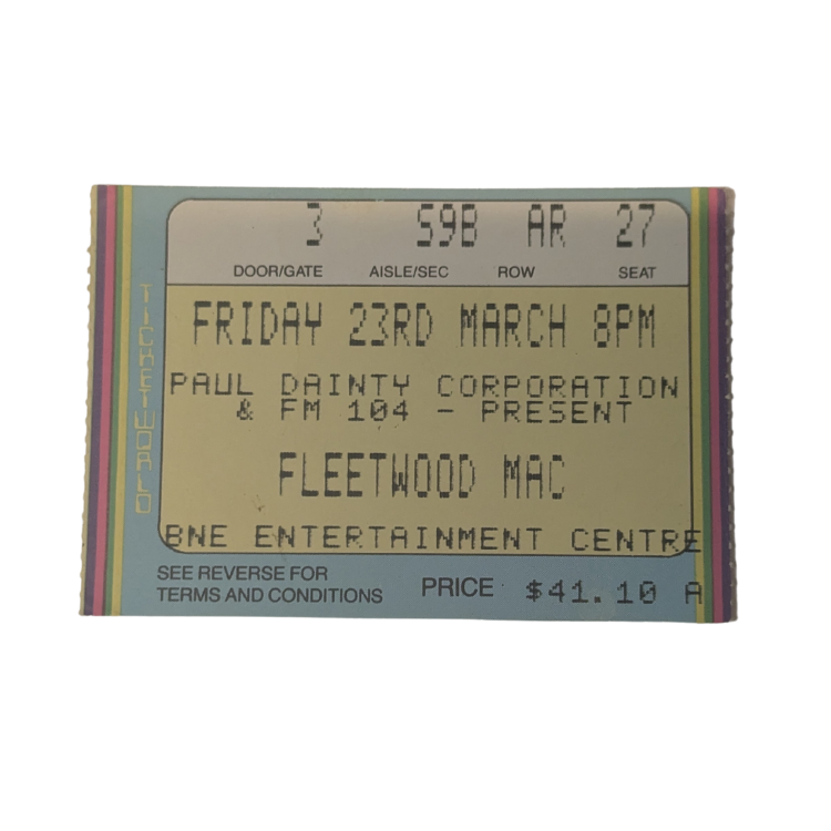 Fleetwood Mac - behind The Mask tour 1990 Original Vintage Concert Ticket Seat 27