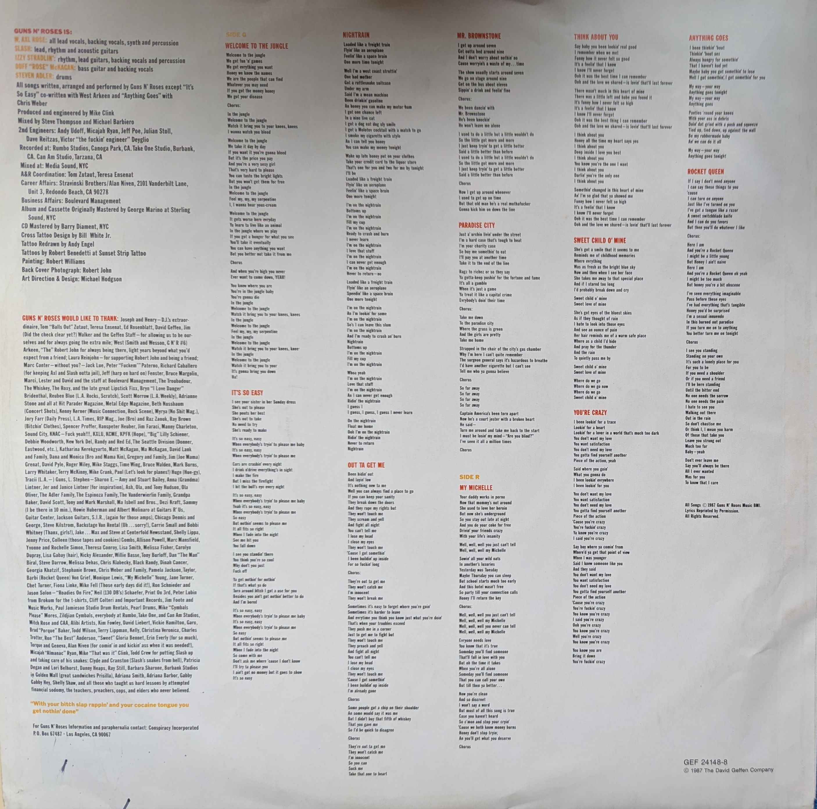 Guns N' Roses - Appetite For Destruction Uncensored Cover Vinyl LP (Used)