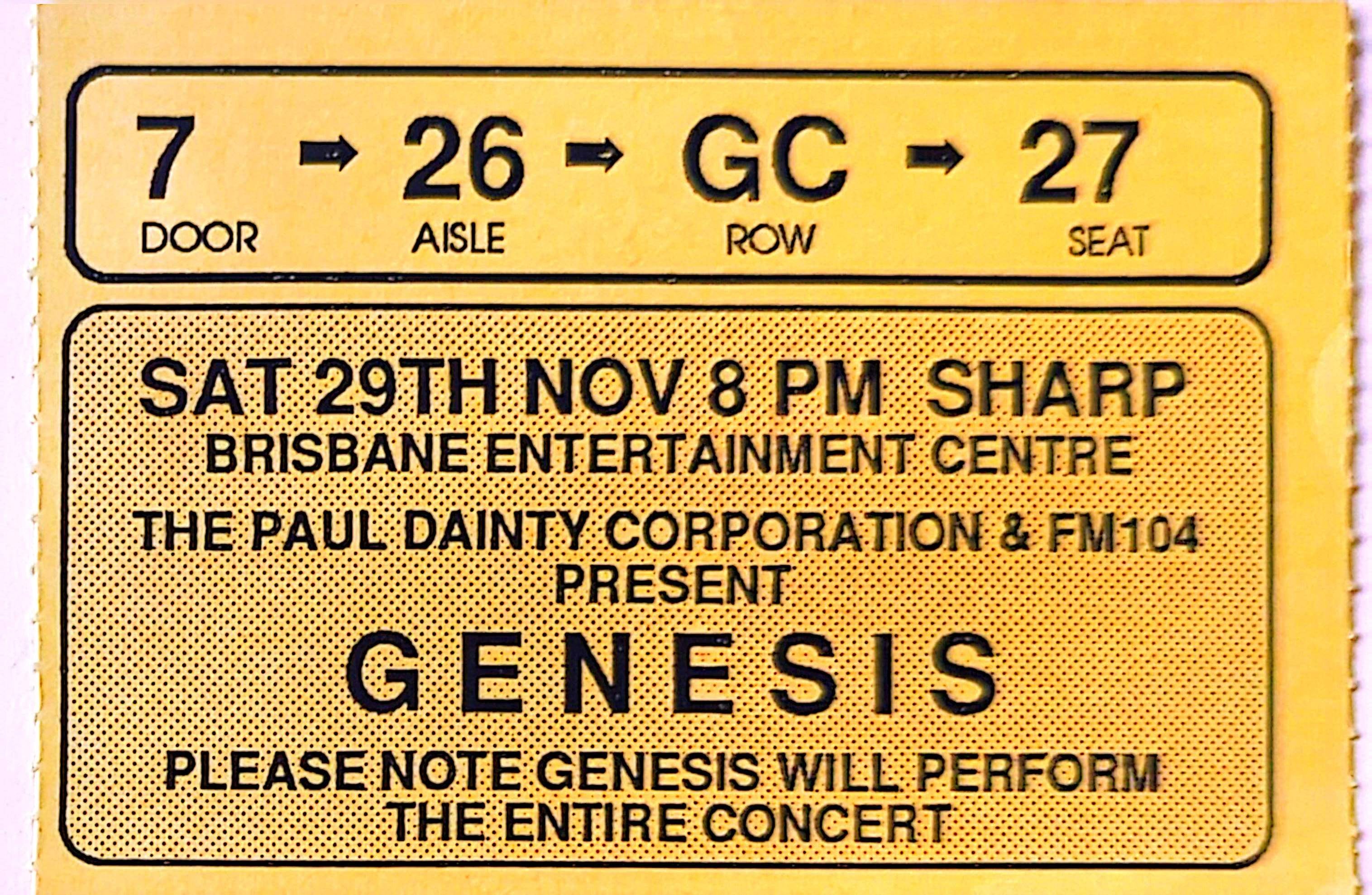 Genesis - 1986 Original Vintage Concert Ticket Seat 27