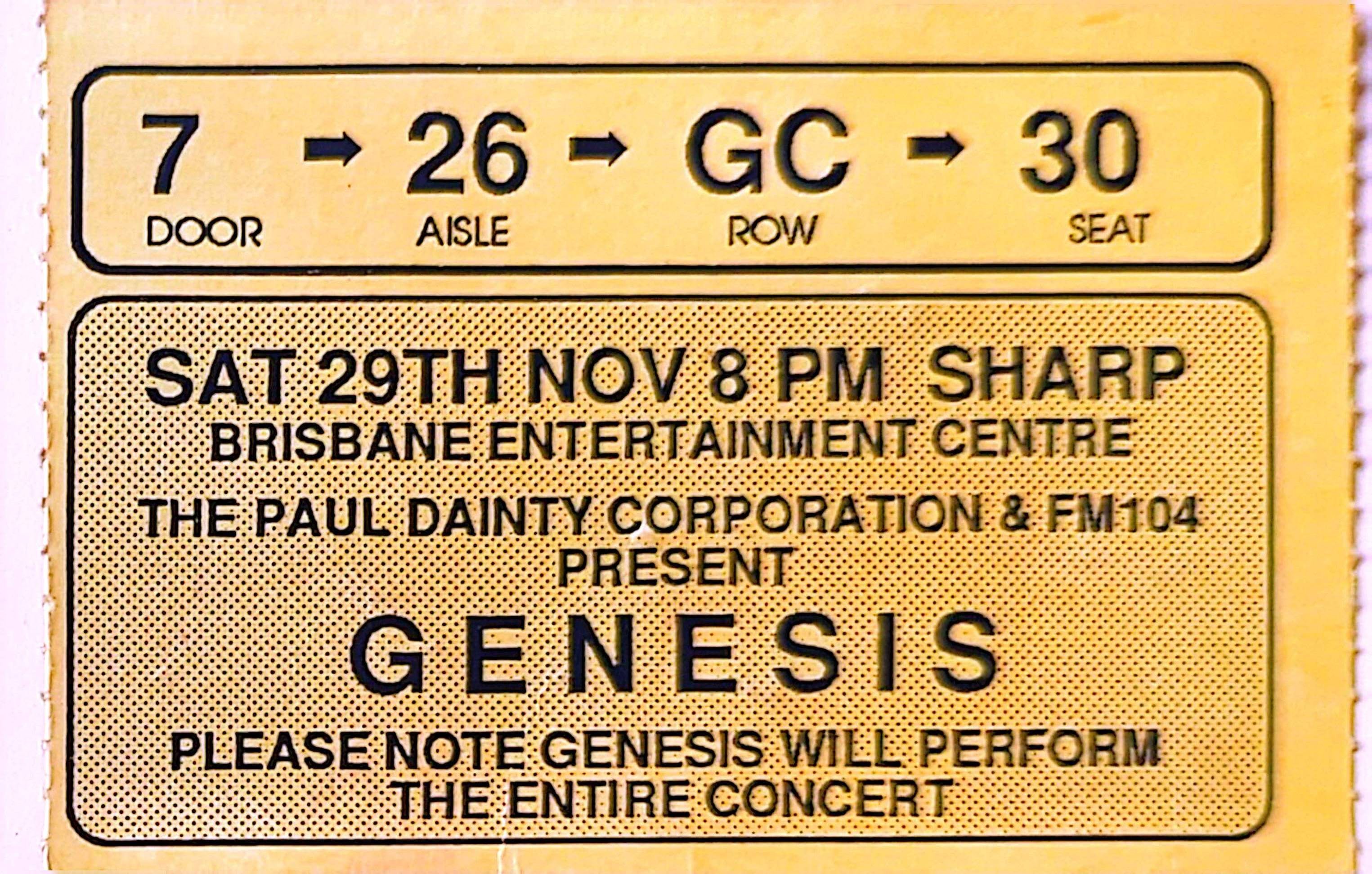 Genesis - 1986 Original Vintage Concert Ticket Seat 30