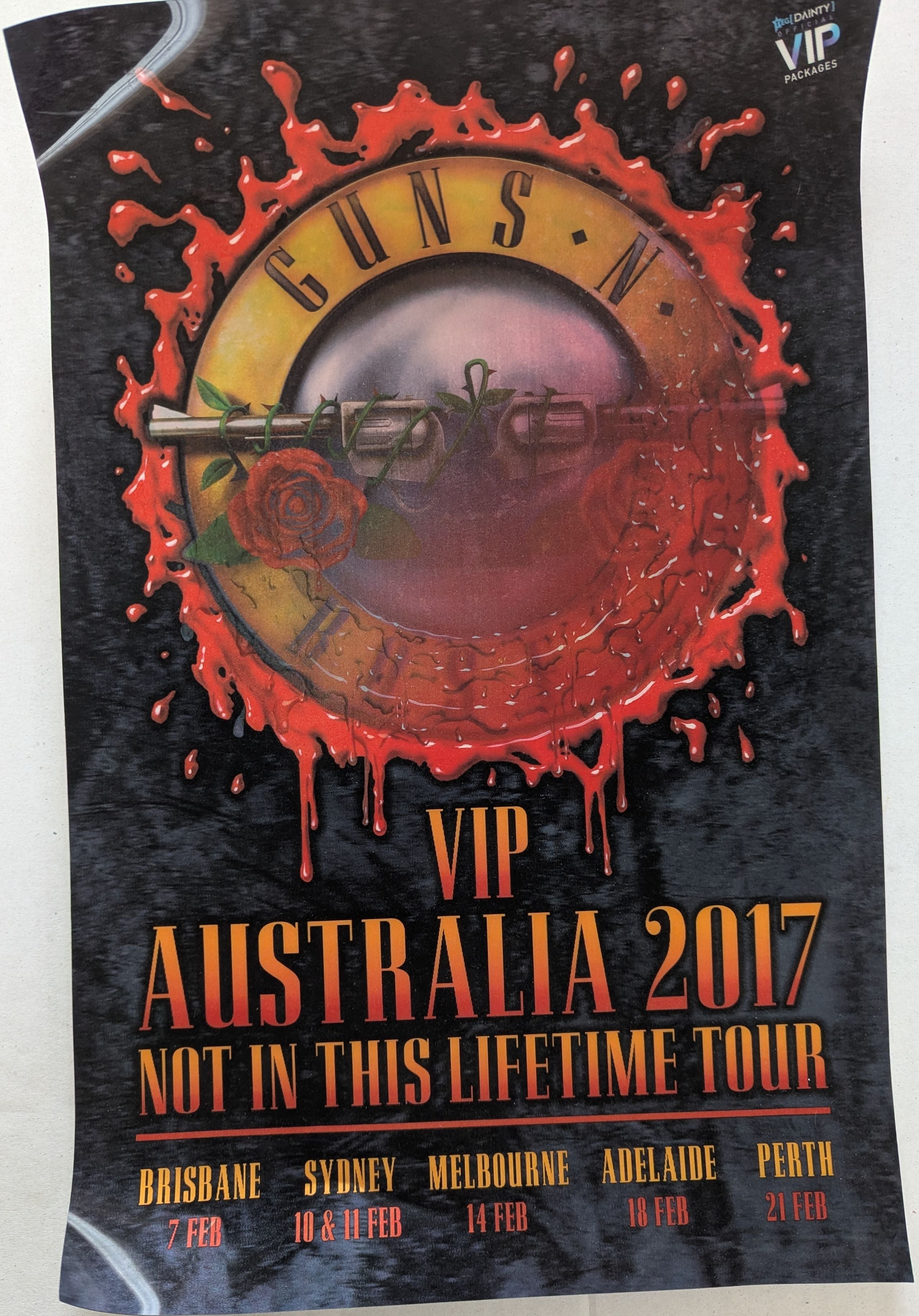 Guns N' Roses - 2017 Australian Tour VIP Satchel Filled With The Original Concert Program & Reproduction Tickets, Flyers & Much More