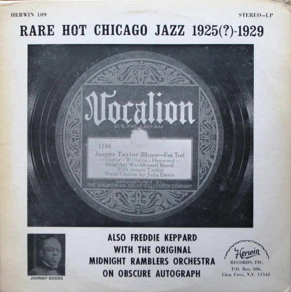 Various Artists - Rare Hot Chicago Jazz 1925(?)-1929 Vinyl LP (Used)