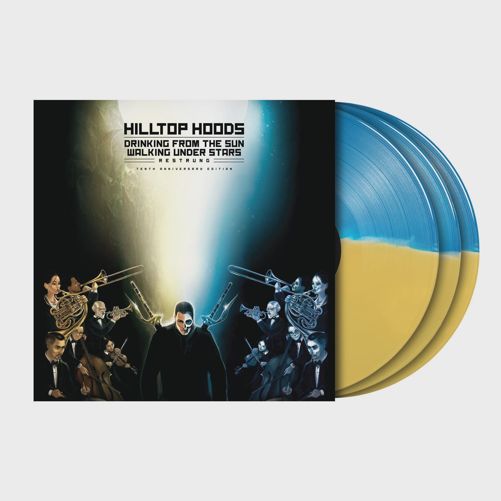 Hilltop Hoods - Drinking From The Sun, Walking Under Stars Restrung (10yr Anniversary Edition) Blue/Yellow Coloured Vinyl 3LP