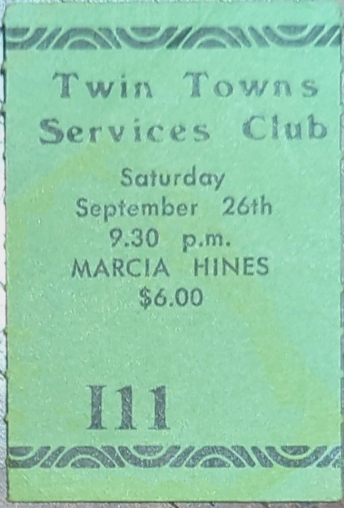 Marcia Hines - c. 90s Original Vintage Concert Ticket Seat #I11B