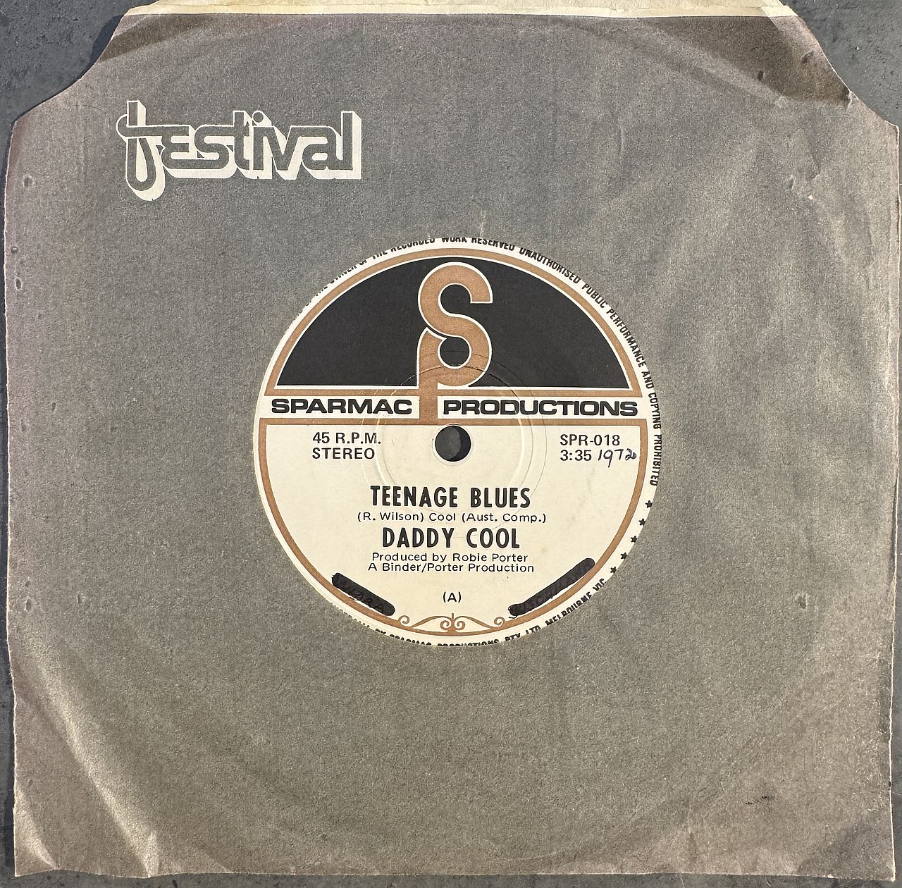 Daddy Cool – Teenage Blues 7" Single Vinyl (Used)