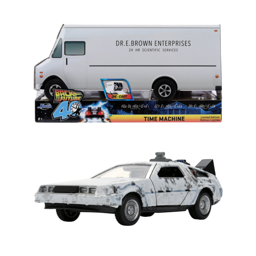Back to the Future - Delorean (Frosted) 1:32 Scale Die Cast Car with Truck Box (SDCC Exclusive)