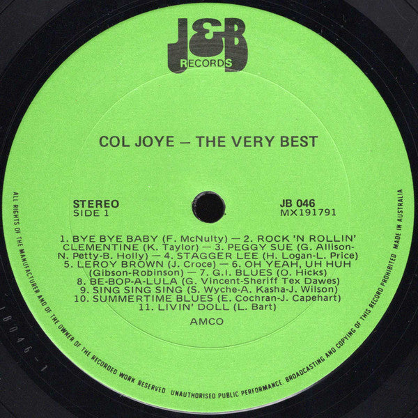 Col Joye - The Very Best Vinyl LP (Used)