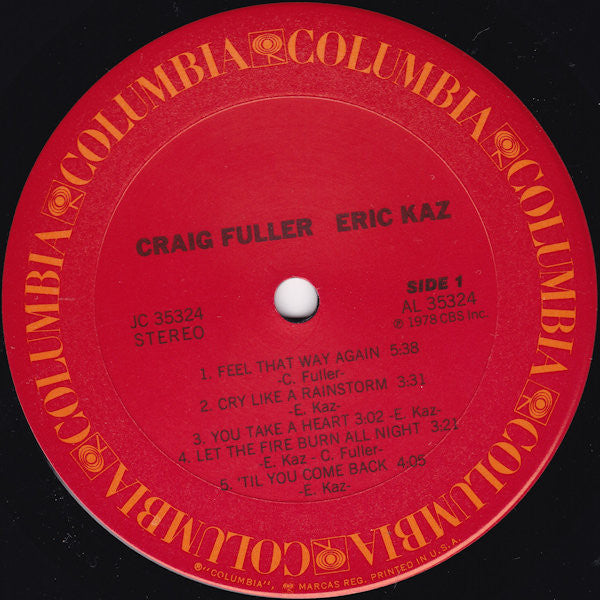 Craig Fuller & Eric Kaz - Craig Fuller / Eric Kaz Vinyl LP (Used)