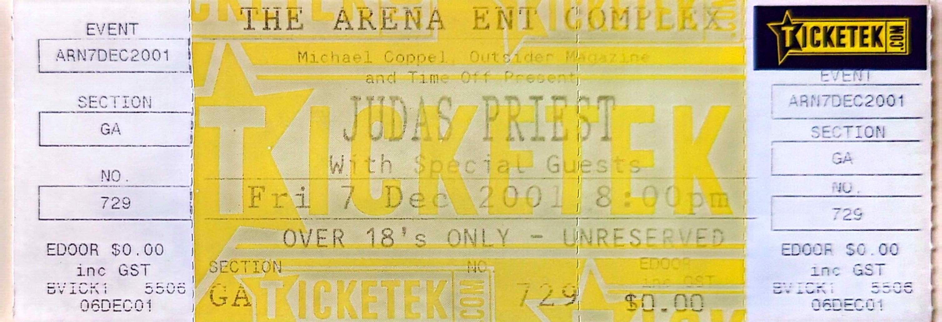 Judas Priest - 2001 Original Vintage Concert Ticket GA729