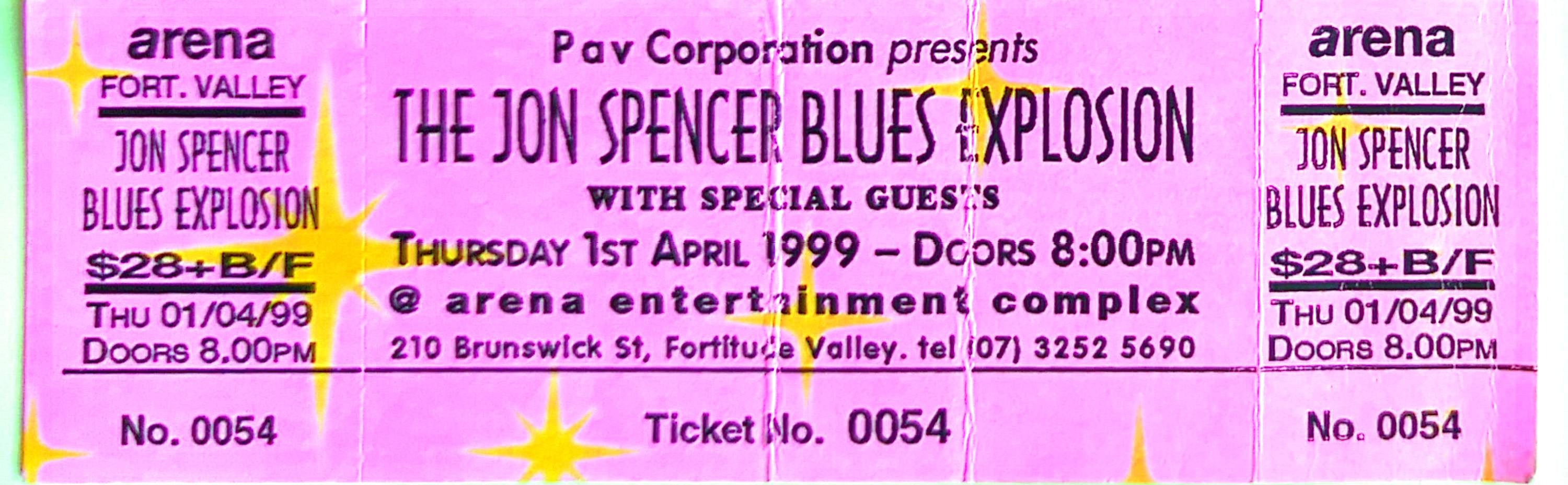 John Spencer Blues Explosion - 1999 Original Vintage Concert Ticket Seat 54