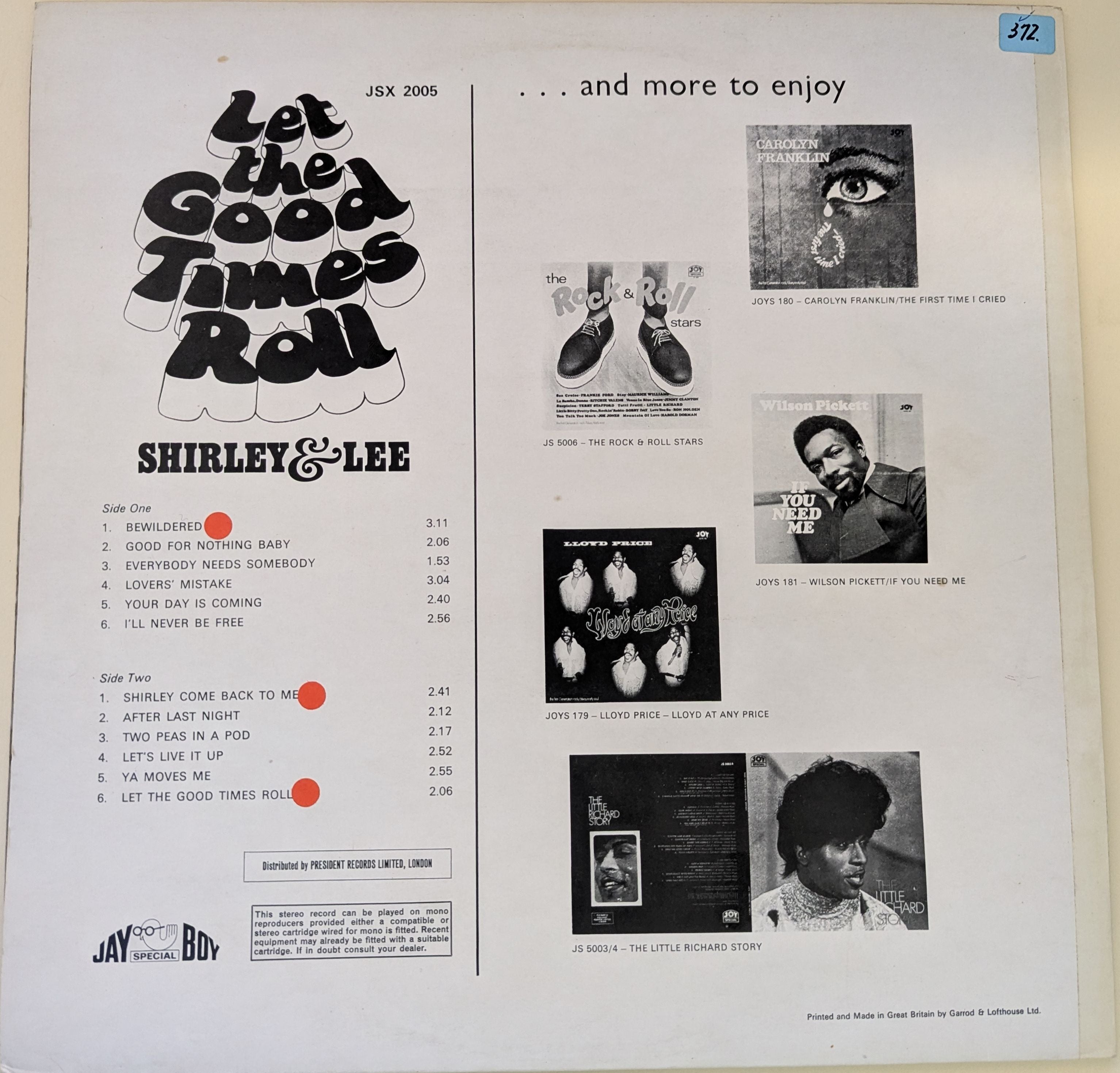 Shirley & Lee - Let The Good Times Roll Vinyl LP (Used)