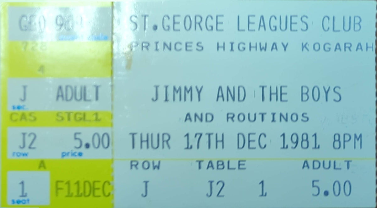 Jimmy & The Boys - 1981 Original Vintage Concert Ticket Seat #1