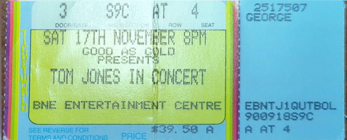 Tom Jones - 1998 Original Vintage Concert Ticket Seat #4