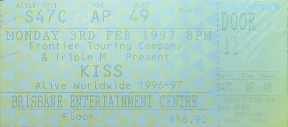 Kiss - 1997 Original Vintage Concert Ticket Seat #49