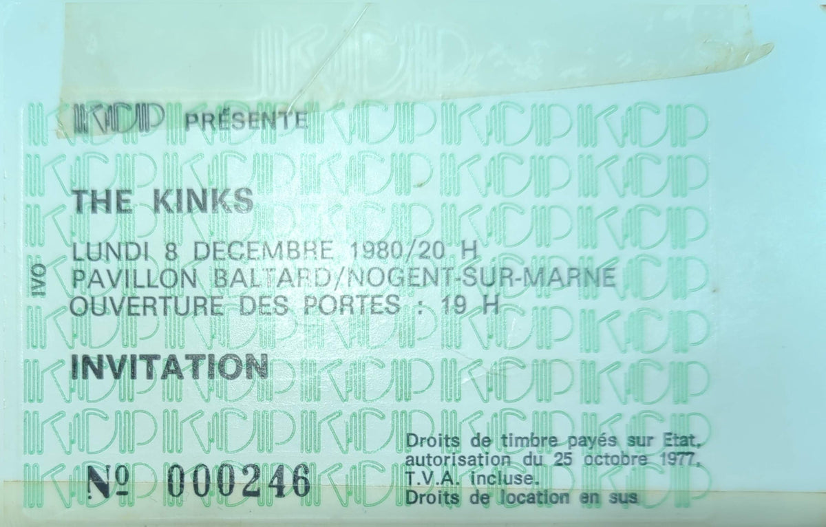 Kinks - 1980 Original Vintage Concert Ticket Seat #246