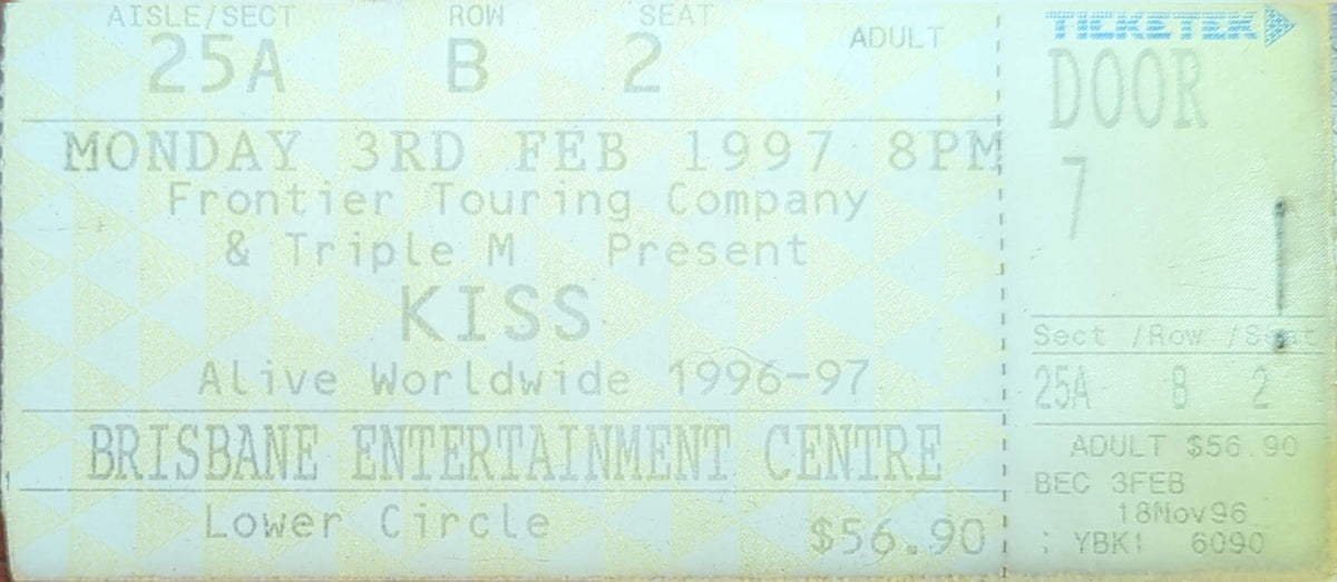 Kiss - 1997 Original Vintage Concert Ticket Seat #B2
