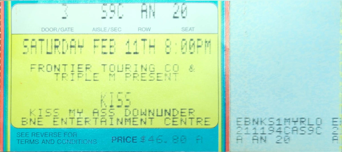 Kiss - 1995 Original Vintage Concert Ticket Seat #20