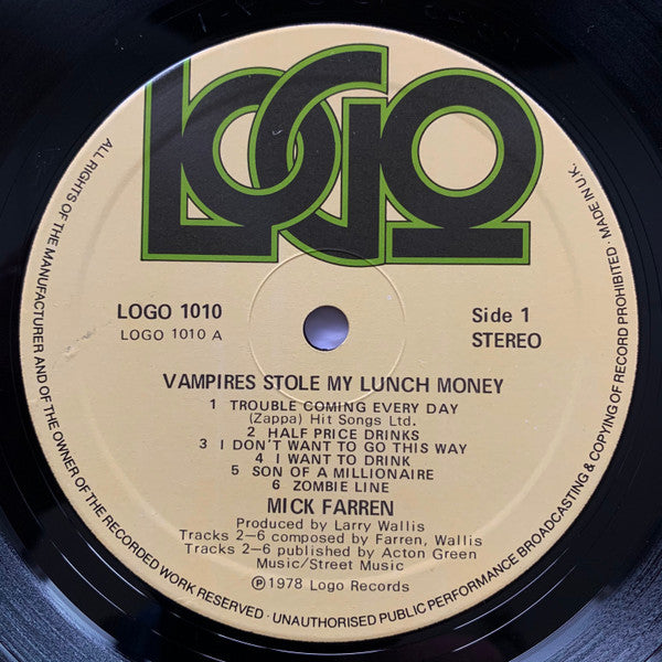 Mick Farren - Vampires Stole My Lunch Money Vinyl LP (Used)
