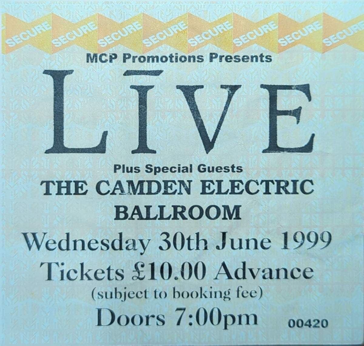 Live - 1999 Original Vintage Concert Ticket