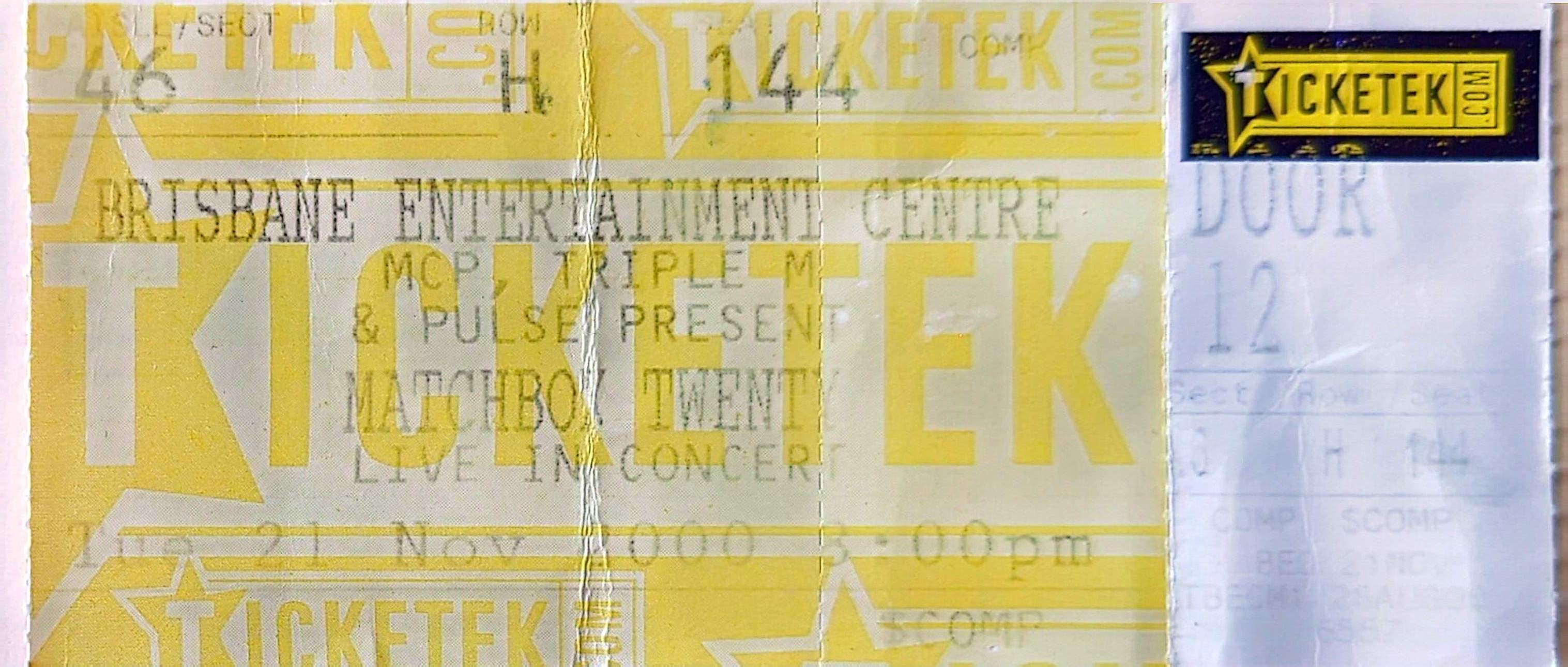 Matchbox 20 - 2000 Original Vintage Concert Ticket Seat 144