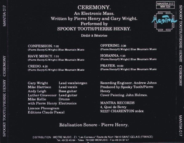 Spooky Tooth / Pierre Henry - Ceremony (An Electronic Mass) CD