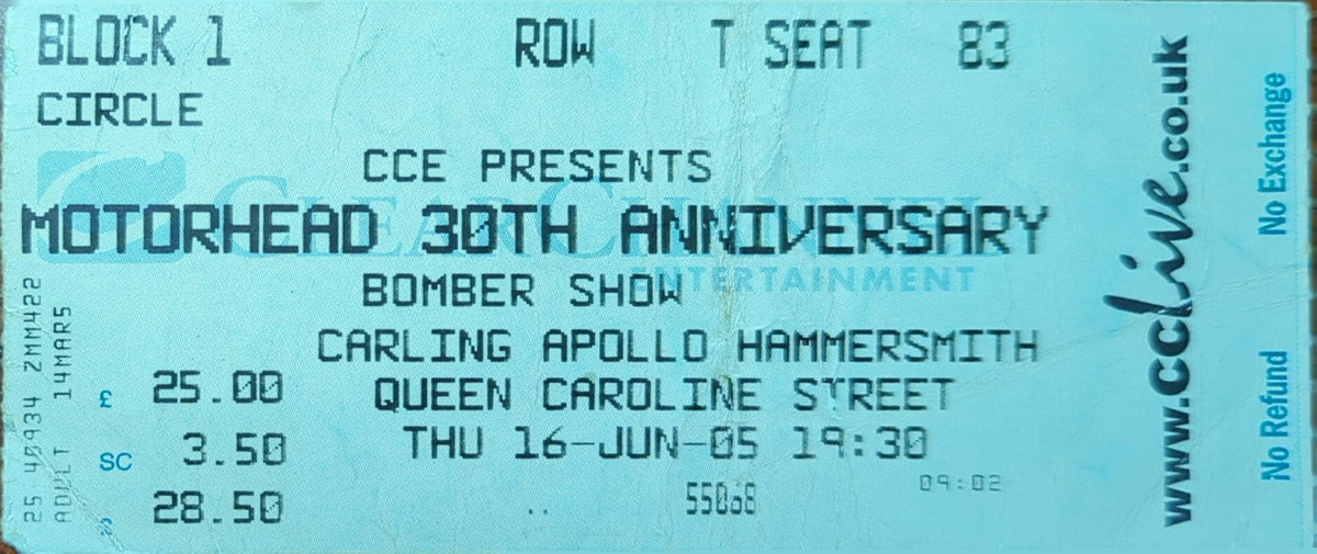 Motorhead - 2005 Original Vintage Concert Ticket Seat #T83