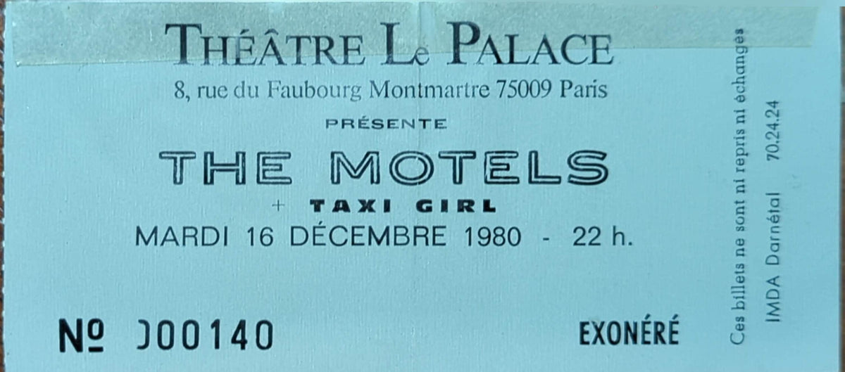 Motels - 1980 Original Vintage Concert Ticket Seat #140