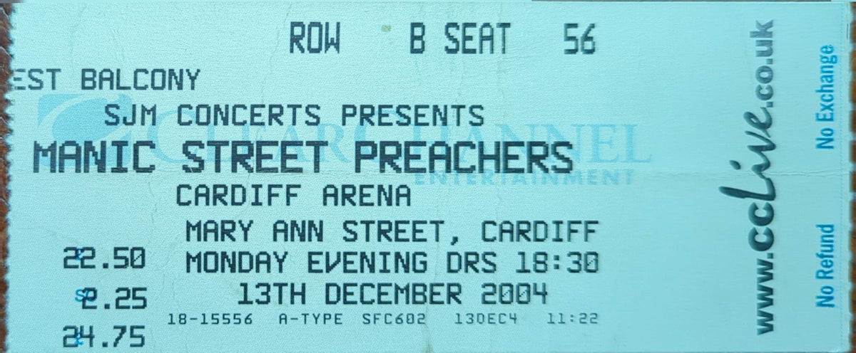 Manic Street Preachers - 2004 Original Vintage Concert Ticket Seat #B56