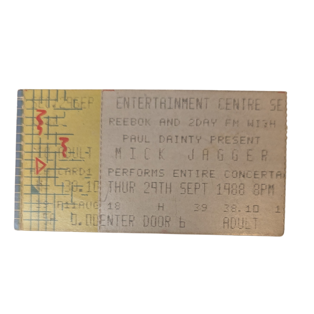 Mick Jagger - Primitive Cool Tour 1988 Original Vintage Concert Ticket Seat 5-A