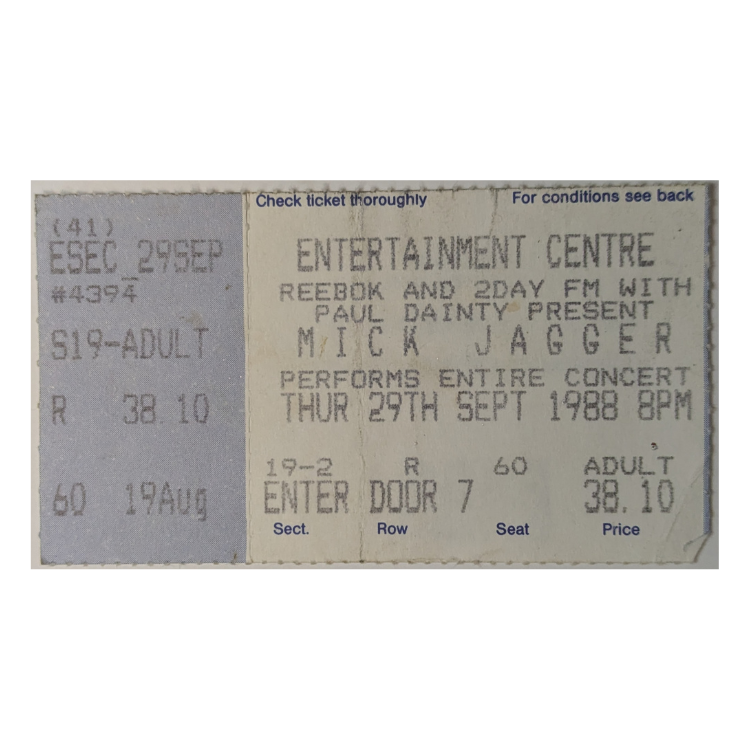 Mick Jagger - Primitive Cool Tour 1988 Original Vintage Concert Ticket Seat 60