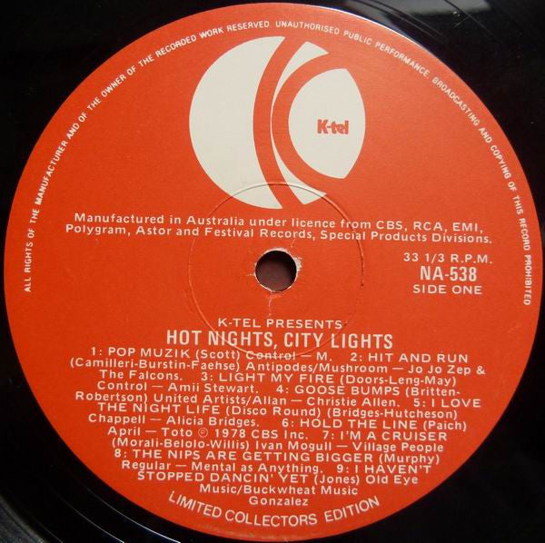 Various Artists - Hot Nights City Lights Vinyl LP (Used)