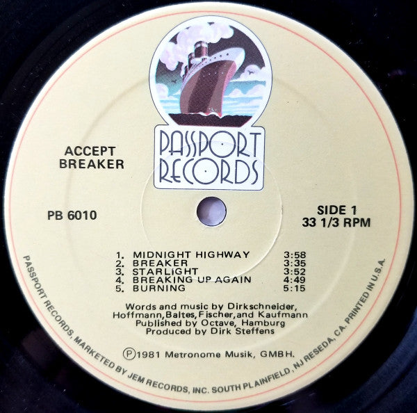 Accept - Breaker Vinyl LP (Used)