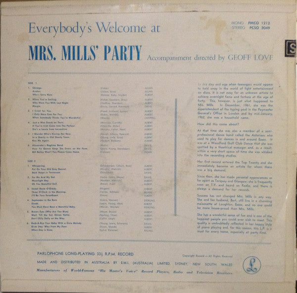 Mrs. Mills - Everybody's Welcome At Mrs. Mills' Party Vinyl LP (Used)