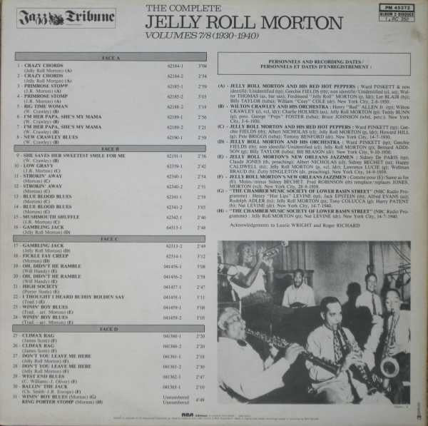 Jelly Roll Morton - Complete Jelly Roll Morton Volumes 7/8 (1930-1940) Vinyl 2LP (Used)