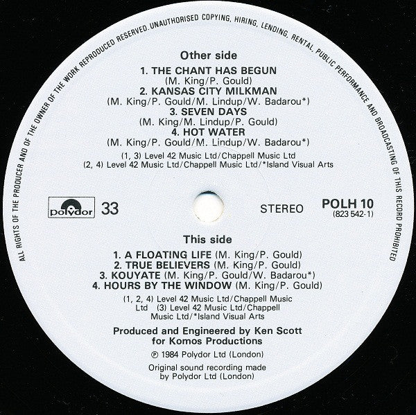 Level 42 – True Colours Vinyl LP (Used)