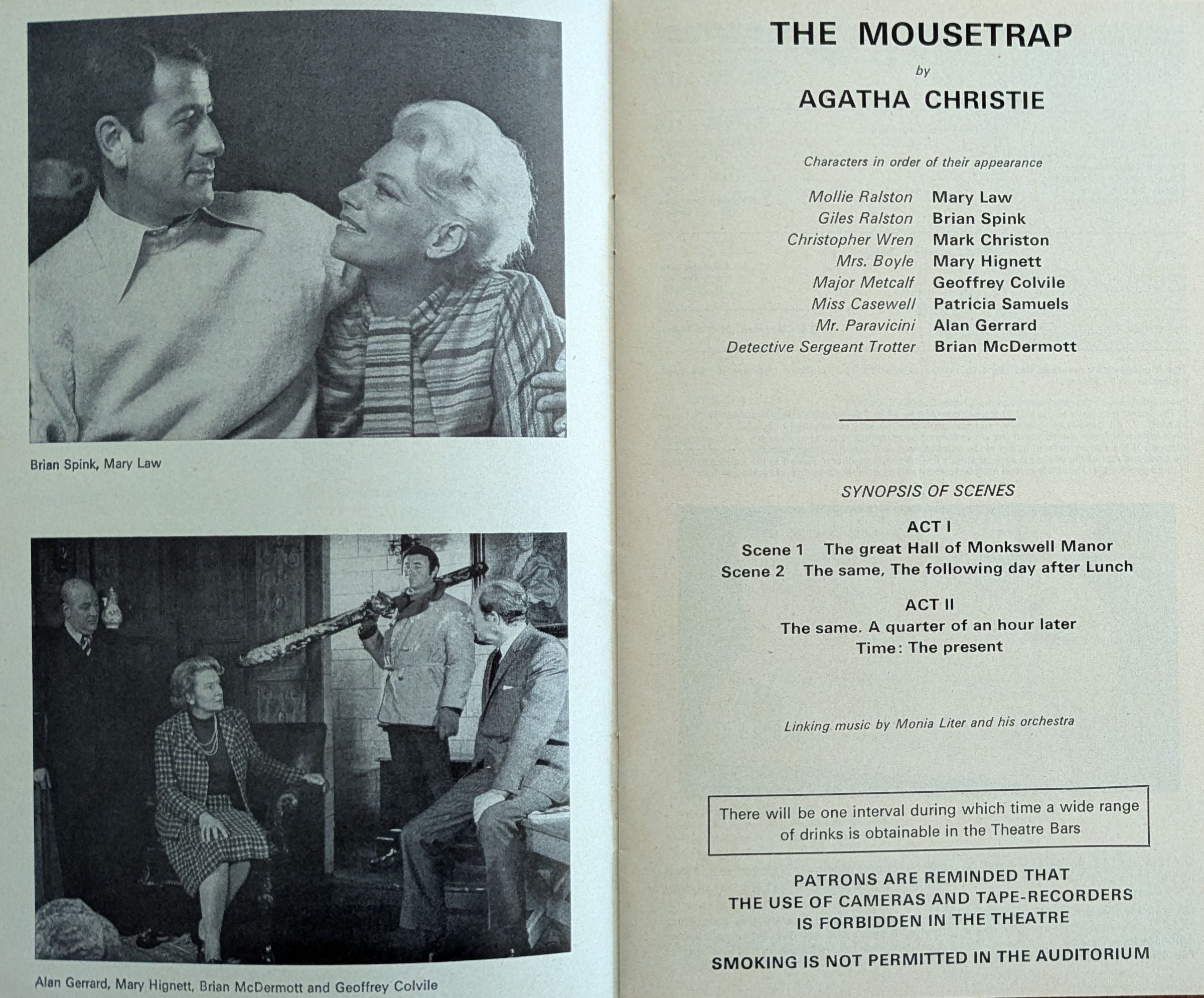Mousetrap By Agatha Christie 1976 Program
