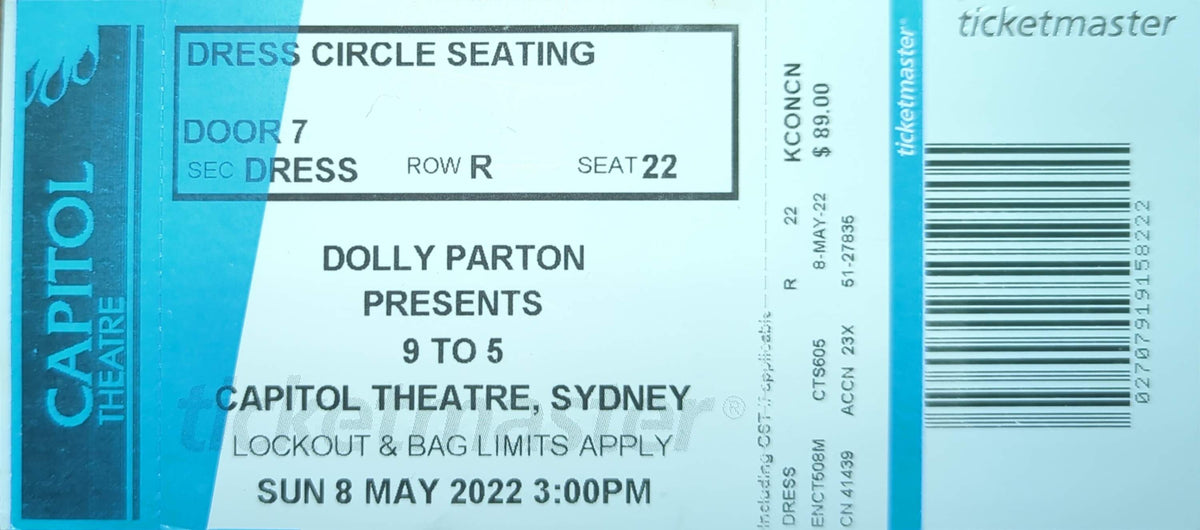 Dolly Parton - 2022 Original Vintage Concert Ticket Seat #R22