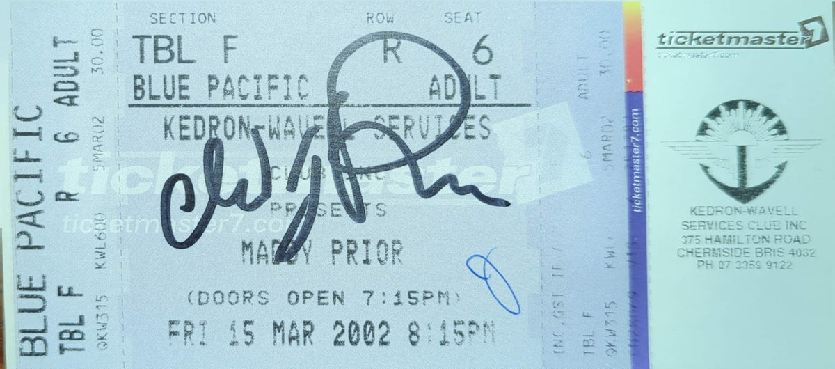 Mary Prior - 2002 Original Vintage Concert Ticket Seat #R6