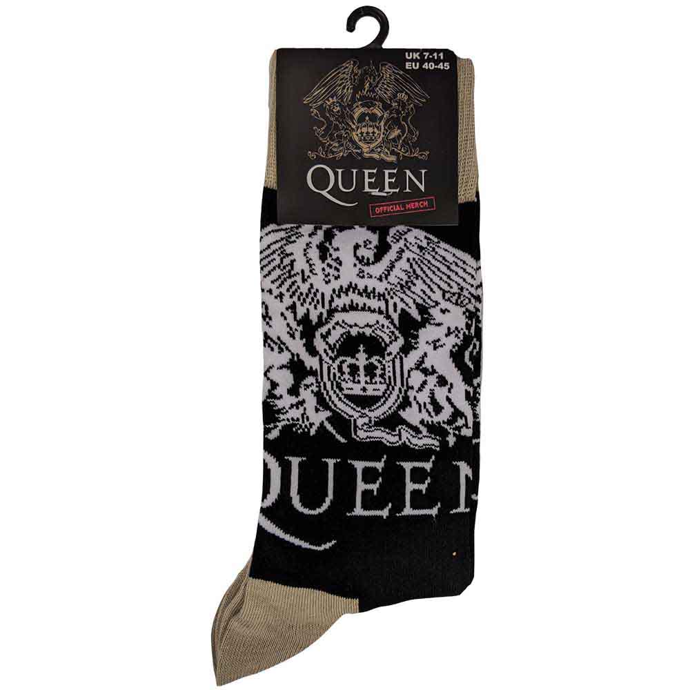 Queen - Crest & Logo Black Unisex Socks