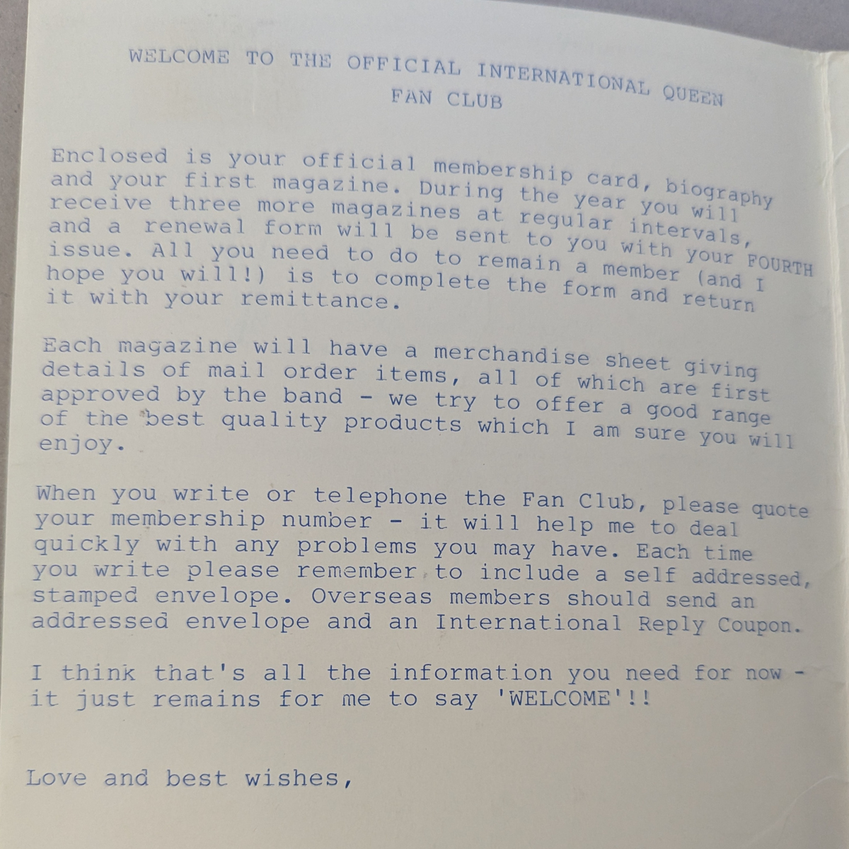 Queen - Official International Fan Club Membership Set Circa 1980s